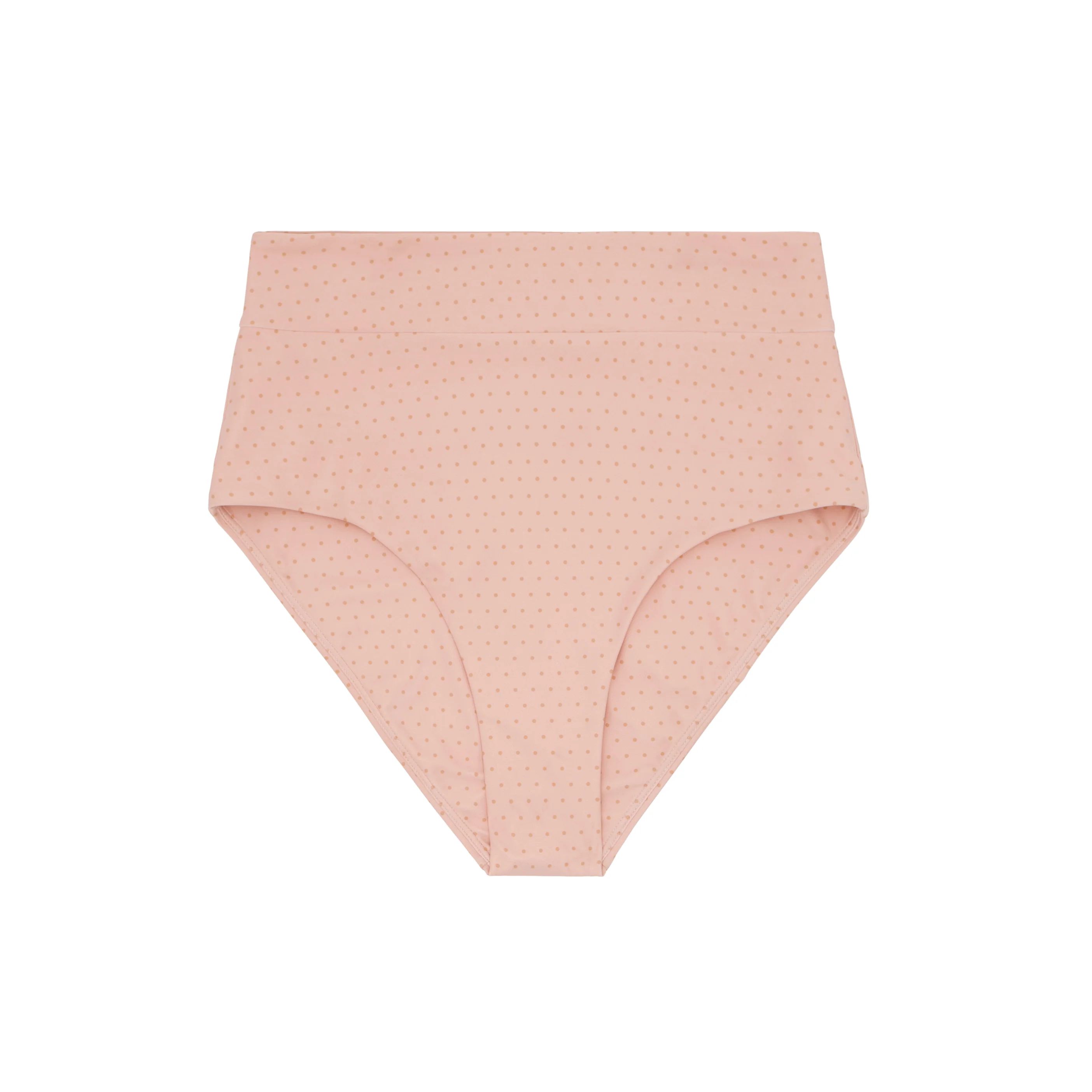 women's camellia pink dot high waisted bikini bottom | minnow