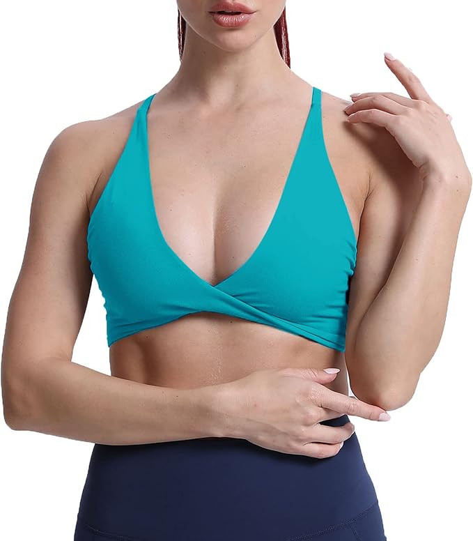 Aoxjox Women's Workout Sports Bras Fitness Backless Padded Sienna Low Impact Bra Yoga Crop Tank T... | Amazon (US)