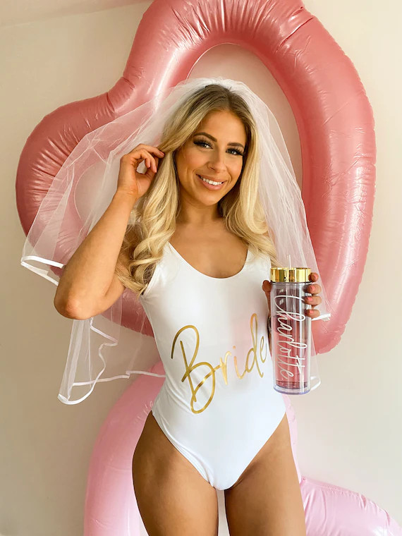 Personalised Bride Swimsuit, Bridesmaid Gifts, Hen Party Weekend Swimwear, Birthday Gift, Honeymo... | Etsy (US)