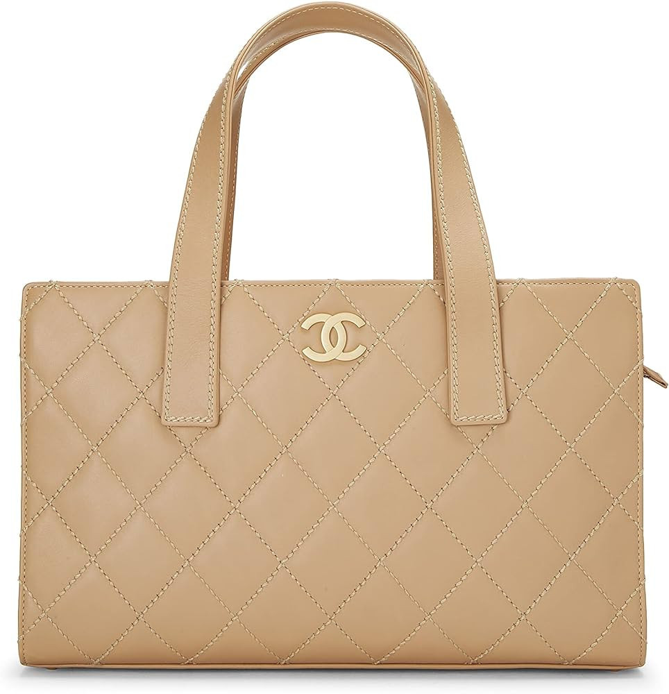 Amazon.com: Chanel, Pre-Loved Beige Calfskin Wild Stitch Tote , Beige : Luxury Stores | Amazon (US)