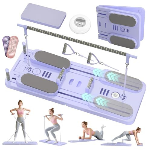 Lazolloa 5 in 1 Pilates Board, Foldable Pilates Reformer Set with Resistance Bands, Portable Pilates Sliding Board, Trainer Machine for Home Workout, Ab, Core, Fitness, Exercise | Amazon (US)