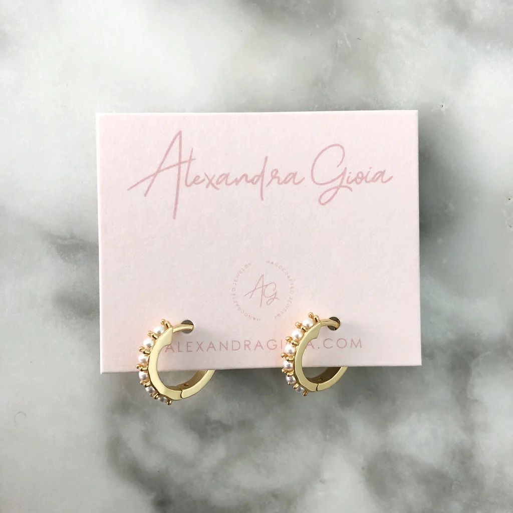 Pearl Huggie Earrings | Alexandra Gioia