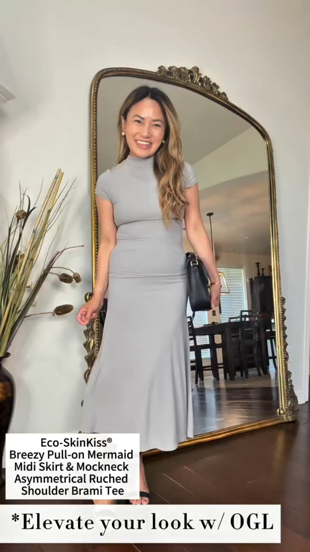 Elevate your Look in my @ogl_move Eco-SkinKiss® Breezy Pull-on Mermaid Midi Skirt - Evening Grey & Mockneck Asymmetrical Ruched Shoulder Brami Tee. 

✨Whether you’re dressing for work or the weekend, this duo is for comfort and modern sophistication. #ogl #oglmove

Styling this for Spring & Summer with Heels, Flats or Sneakers! This set is super flattering & stretchy. Available in 4 colors & XS to 2XL. 

𝒙𝒐, 𝑵𝒊𝒏𝒂 💋 #𝒎𝒚𝒑𝒆𝒕𝒊𝒕𝒆𝒕𝒉𝒆𝒐𝒓𝒚 

. ✦　　°　. 　●　　.　　˚　　　ﾟ　　　•　　　✦ 　　　 ‍　˚　　✦　　°　. 　●　　.　　˚　　　ﾟ　　　•　　　✦ 　　 ‍#ootd #grwm #outfitoftheday #outfitinspiration
#reelscreators❤️ #petitestyletips #ltkpetite #fashionreelcreator #petitebloggerstyle #waystowearit #getdresswithme  #minimaliststyledaily #chicstyling #SpringOutfits2025 #quietluxurystyle #creatorsearchinsights #whattowear #elevateyourstyle #styletips
