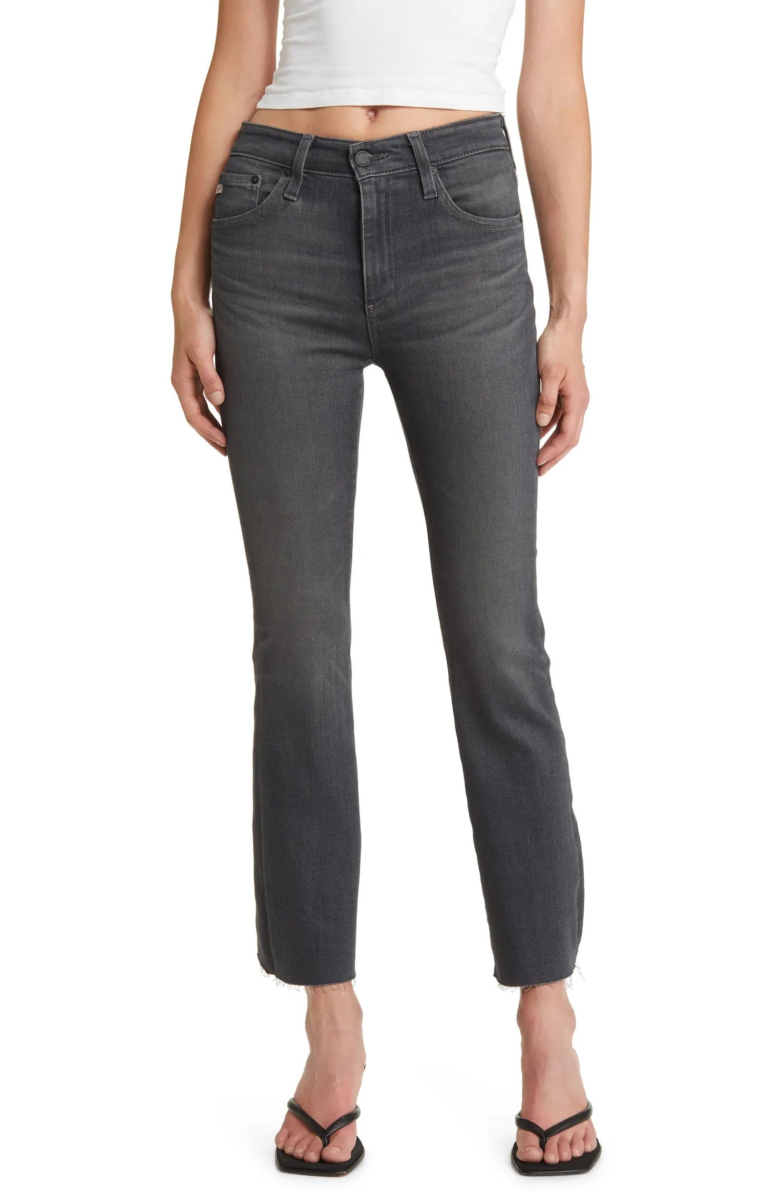 Farrah Raw Hem High Waist Crop Bootcut Jeans | Nordstrom