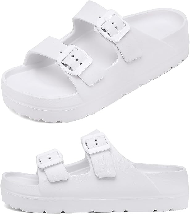 Womens Platform Sandals with Arch Support, Adjustable Buckle Beach Sandal Woman Comfort Lightweig... | Amazon (US)