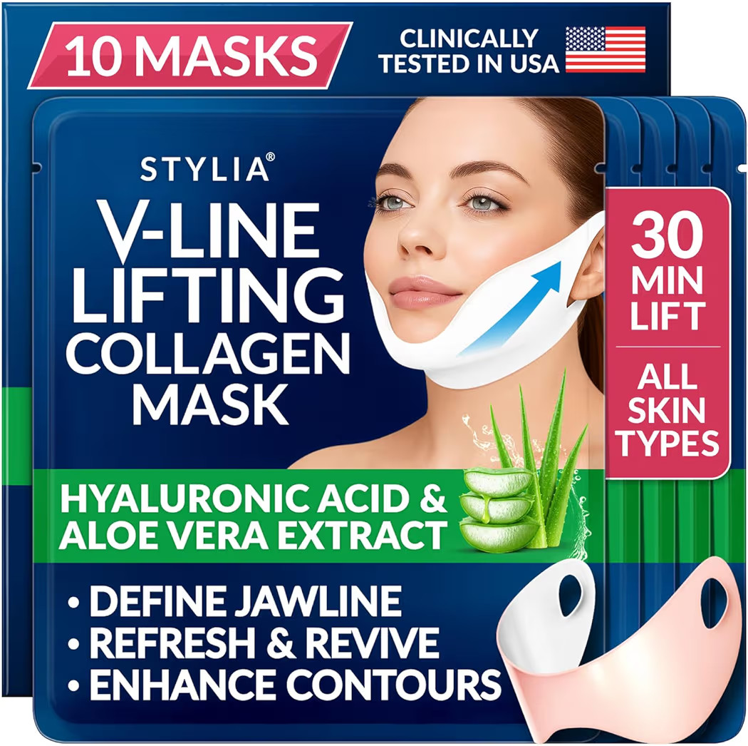 STYLIA V Line Lifting Collagen Face Mask - Lift, Firm & Contour Jawline - Double Chin Strap with ... | Amazon (US)