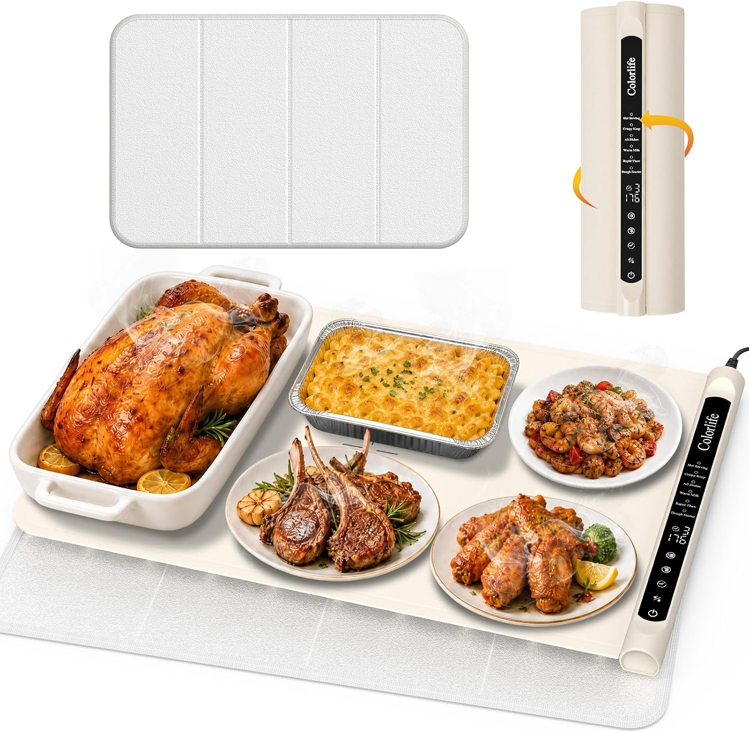 Warming Mat for Food, Electric Warming Tray with Heat-Resistant Pad-L Beige | Amazon (US)