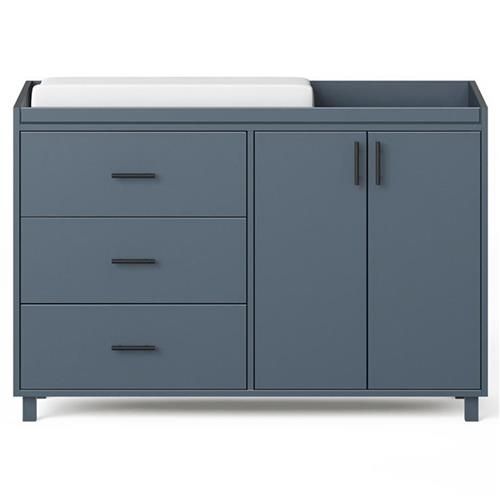 StudioDuc Indi Modern Classic Midnight Blue Birch Wood Doublewide Changing Table | Kathy Kuo Home