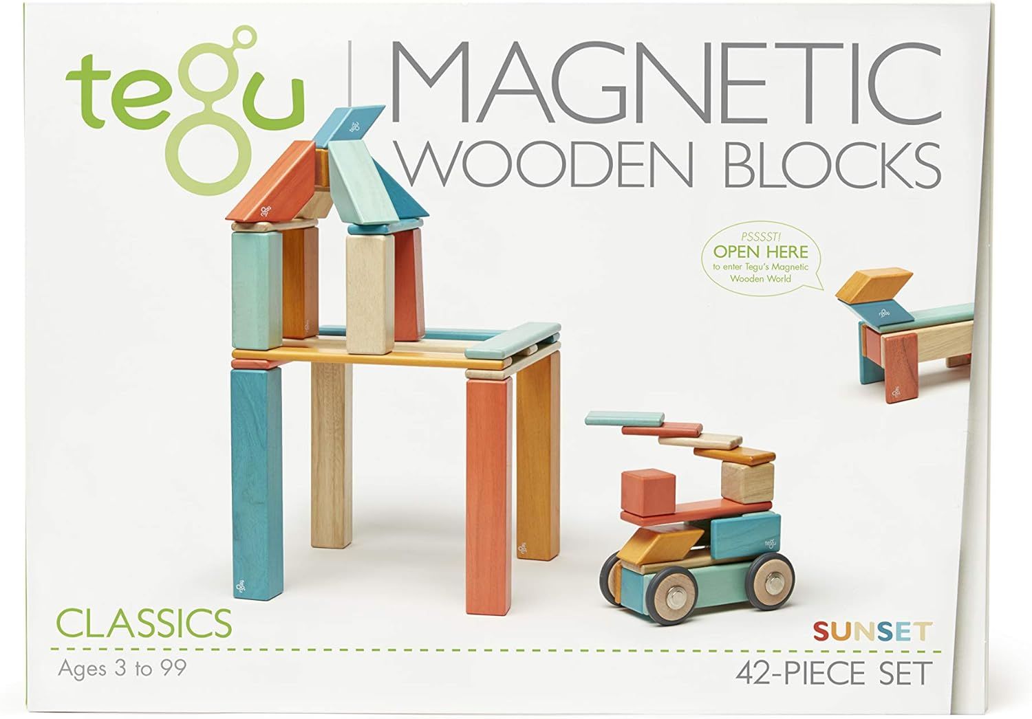 42 Piece Tegu Magnetic Wooden Block Set, Sunset | Amazon (US)