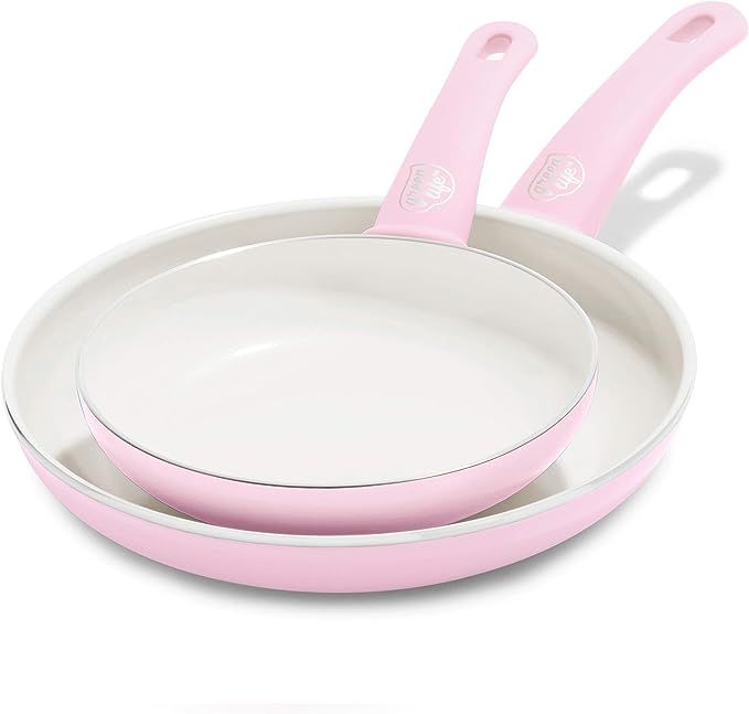 GreenLife Soft Grip Healthy Ceramic Nonstick, Frying Pan/Skillet Set, 7" and 10", Soft Pink | Amazon (US)