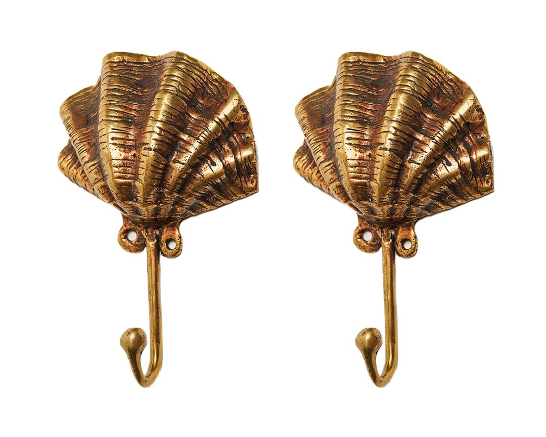 2 Pcs Shell Hook Bronze 6 Inch / 15 Cm, Hook Bronze, Cloth Hanger, Room Decor, House Decor, Birth... | Etsy (US)