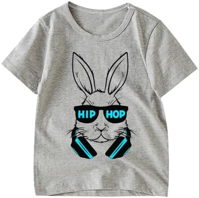 Kids Easter Girls Boys Shirt Rabbit Peeps Hip Hop Toddler Short Sleeve 2-7T Blue Pink Khaki Grey ... | Amazon (US)