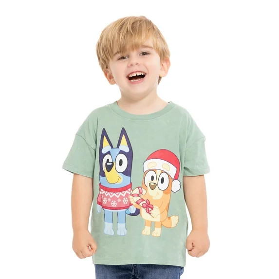 Bluey Unisex Toddler Holiday Graphic Tee with Short Sleeves, Sizes 12M-5T | Walmart (US)