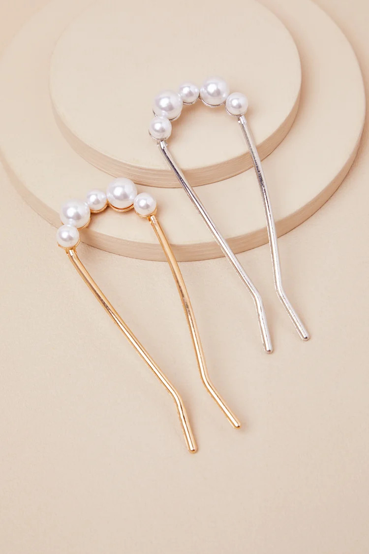Lovine Gold and Pearl French Hair Pin | Lulus
