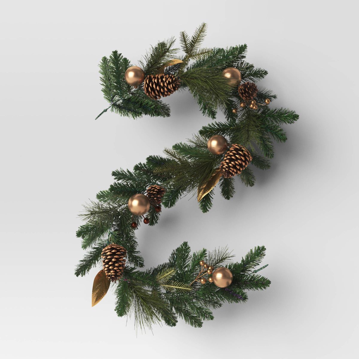 6' Mixed Greenery with Gold Berries and Ornaments Christmas Artificial Garland Green - Wondershop... | Target