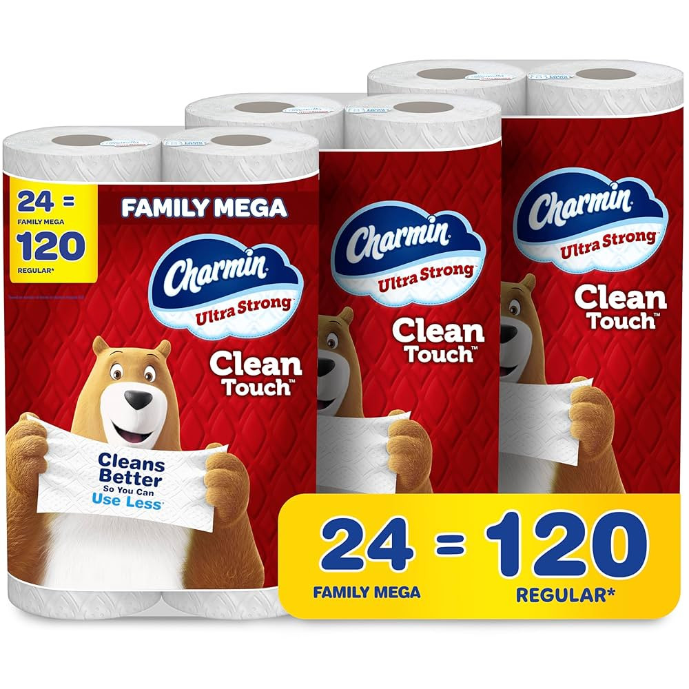Charmin Ultra Strong Clean Touch Toilet Paper, 24 Family Mega Rolls = 120 Regular Rolls | Amazon (US)