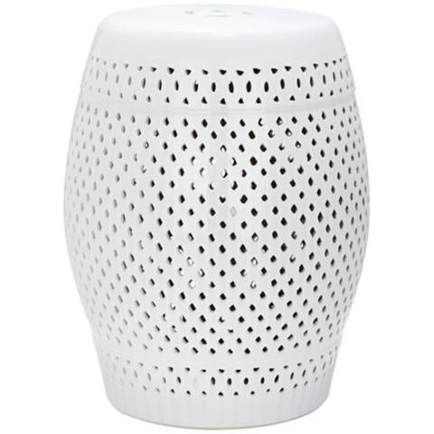 Safavieh Diamond White Ceramic Garden Stool | LampsPlus.com