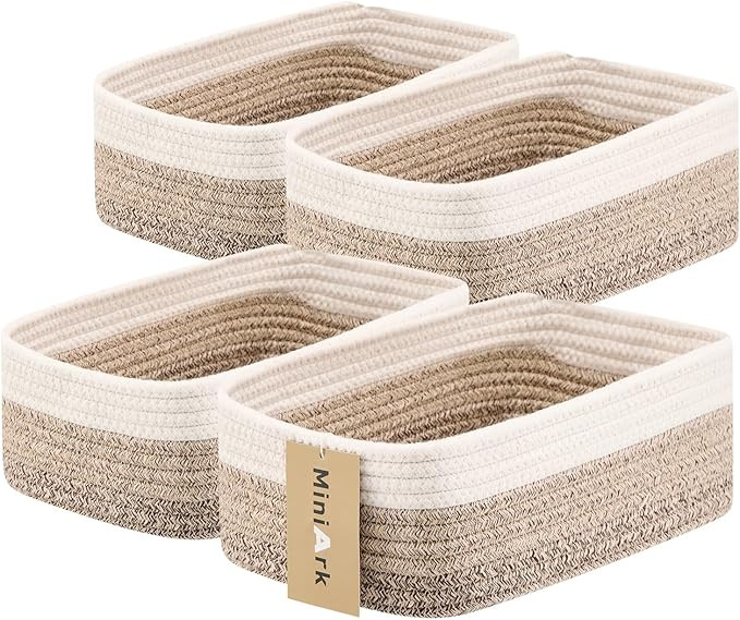 Small Storage Baskets for Organizing | Closet Organizer Bins | Shelf Toy Basket | Woven Rope Bask... | Amazon (US)