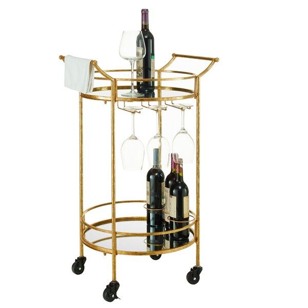 Linon Round Gold Metal Bar Cart | Bed Bath & Beyond