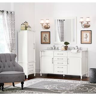 Aberdeen 21 in. W x 14 in. D x 60 in. H White Freestanding Linen Cabinet | The Home Depot