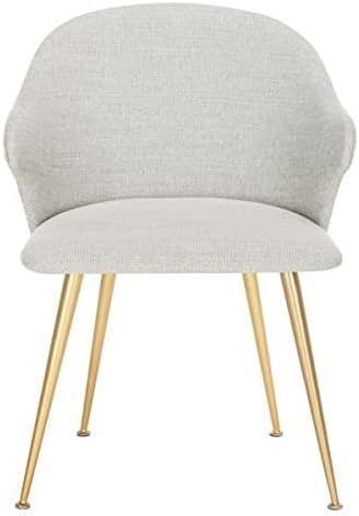 Safavieh Couture Home Edmond Mid-Century Light Grey and Gold Arm Chair | Amazon (US)