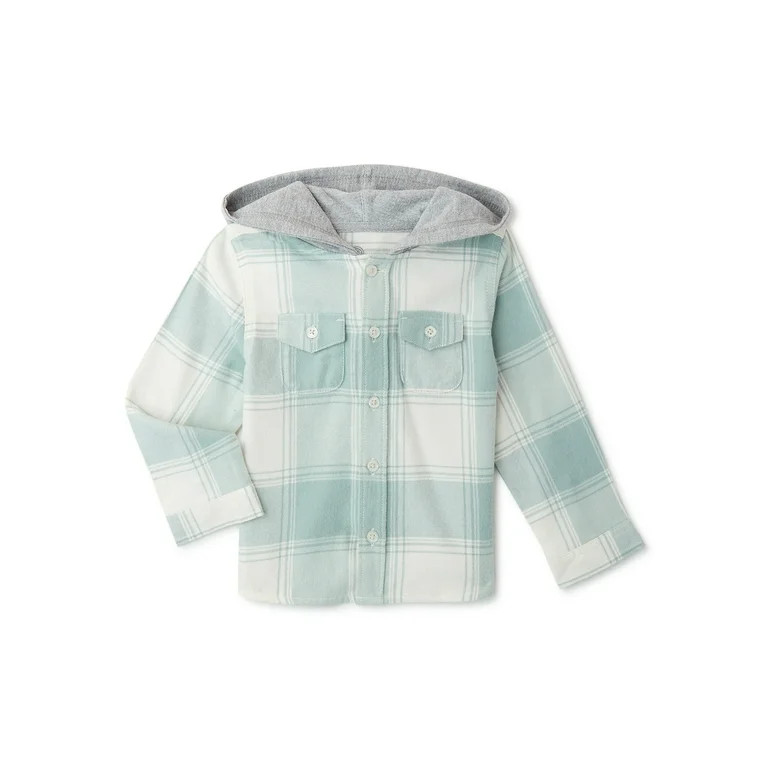 Wonder Nation Baby and Toddler Boys’ Hooded Flannel Shirt, Sizes 12M-5T | Walmart (US)