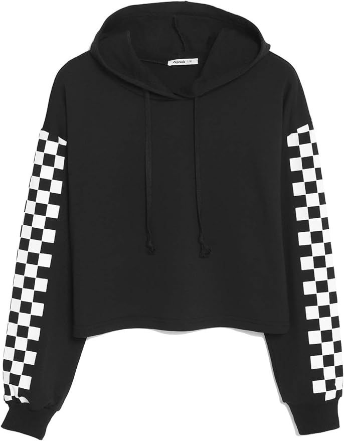 Women's Casual Cropped Hoodie Sweatshirt Pullover Crop Tops for Teen Girls Long Sleeve Sweatshirt... | Amazon (US)