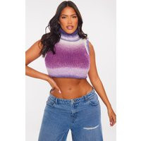 Shape Dark Purple Ombre Knit Cropped Sleeveless Sweater | PrettyLittleThing US