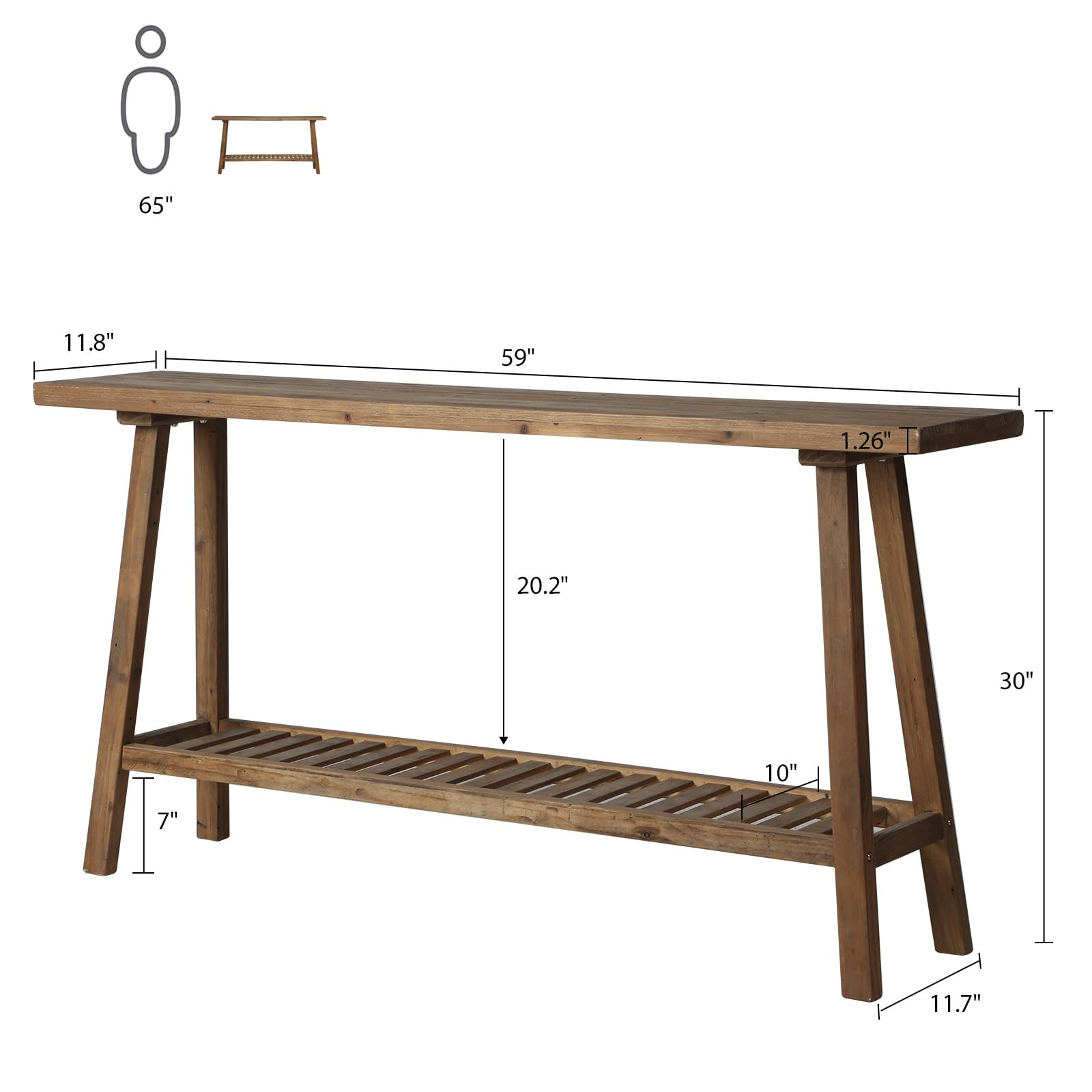 Reclaimed Solid Wood Console Table, 59" Long Farmhouse Entryway Tables, Rectangular Couch Table B... | Amazon (US)
