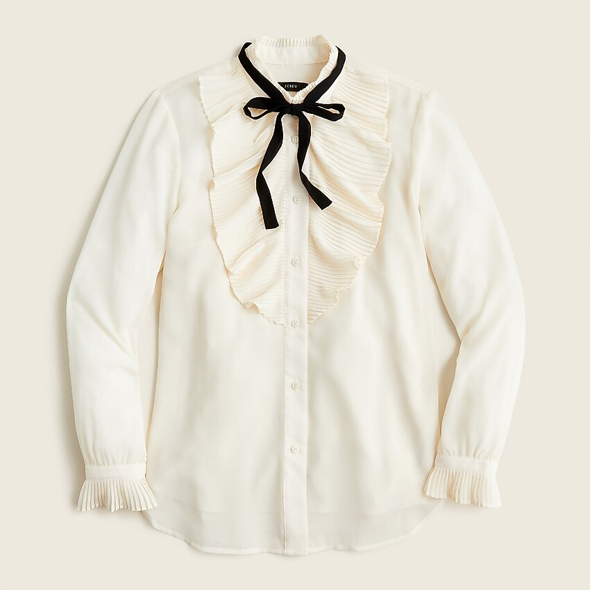 Pleated ruffle top in crinkle chiffon | J. Crew US