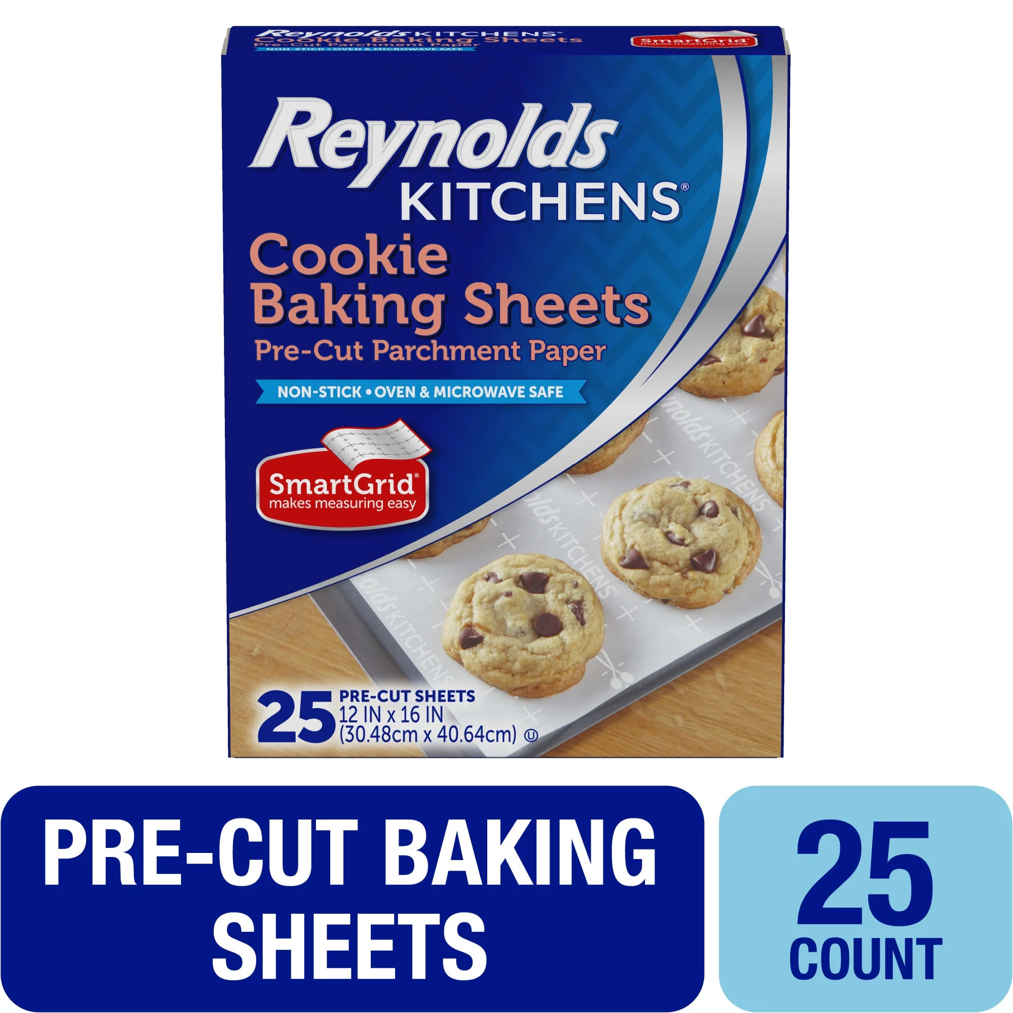 Reynolds Kitchens Cookie Baking Sheets, Pre-Cut Parchment Paper Sheets, 12 in x 16 in, 25 Count | Walmart (US)