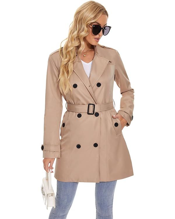 Maxbyc Women's Trench Coat Windproof and Waterproof Double Breasted Classic Coat with Adjustable ... | Amazon (US)