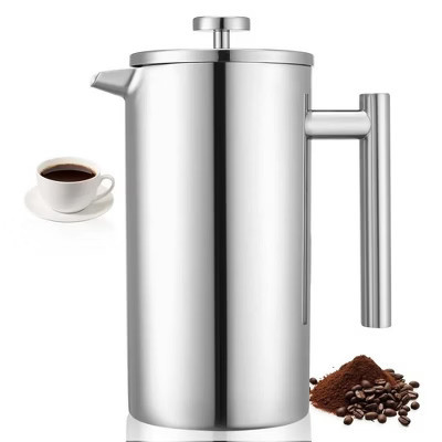 VEVOR French Press Coffee Maker, 51 Ounce Stainless Steel Coffee Press Tea Maker With Filter, Large Double Wall Insulated Presses Cold Brew, Silver | Target