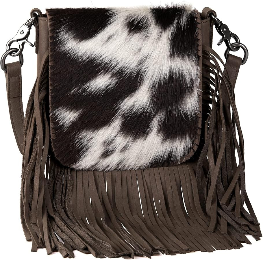 Montana West Western Crossbody Bags for Women Cowgirl Small Tooled Fringe Leather Purse | Amazon (US)