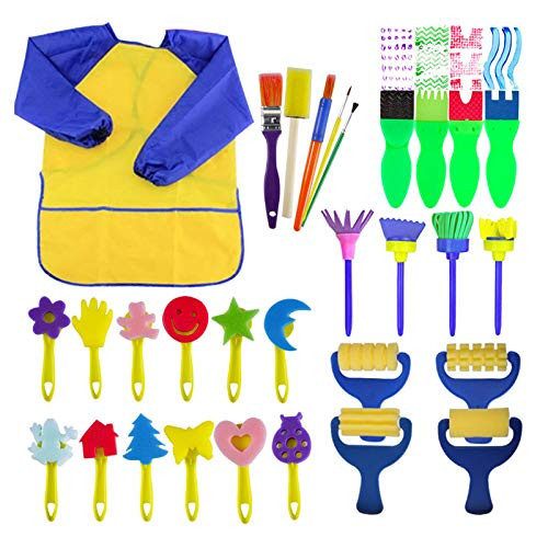 EVNEED Paint Sponges for Kids,29 pcs of Fun Paint Brushes for Toddlers.Coming with Sponge Brush, Flo | Amazon (US)