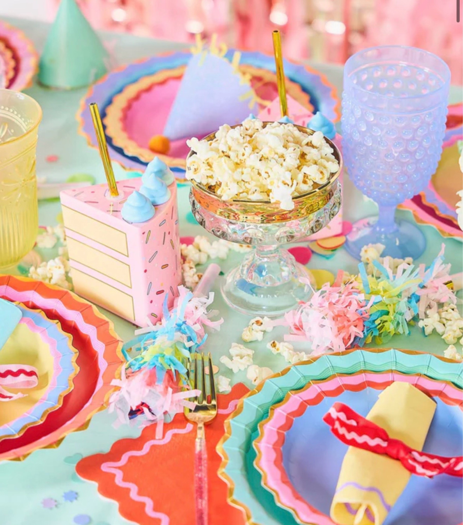 Colorful Party Tablescape 🎉🌈 | Rainbow Ric Rac Party Decor & Birthday Hosting Ideas

The happiest little party setup 🌈🎂✨ Obsessed with this colorful ric rac tablescape—think scalloped plates, pastel cups, confetti details, and the cutest cake slice sippers 🍰💗 Everything feels playful, bright, and perfect for birthdays, kids parties, or a fun summer celebration.

I love how easy this set makes hosting—just mix the patterned plates, add the fringe runners, and sprinkle in some confetti for that extra pop 🎊 The reusable cups and gold utensils elevate it while still keeping things fun and festive. Such a good option if you want a Pinterest-worthy party without overthinking it 💕

perfect for birthday party decor, colorful tablescape ideas, kids birthday party themes, rainbow party supplies, ric rac party decor, summer entertaining ideas, festive table setting, hosting essentials, fun party decorations, pastel party aesthetic 🎉🌈✨

#LTKmomlife #LTKHome #LTKKids