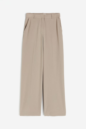 Straight-leg Pants - High waist - Long - Light taupe - Ladies | H&M US | H&M (US + CA)