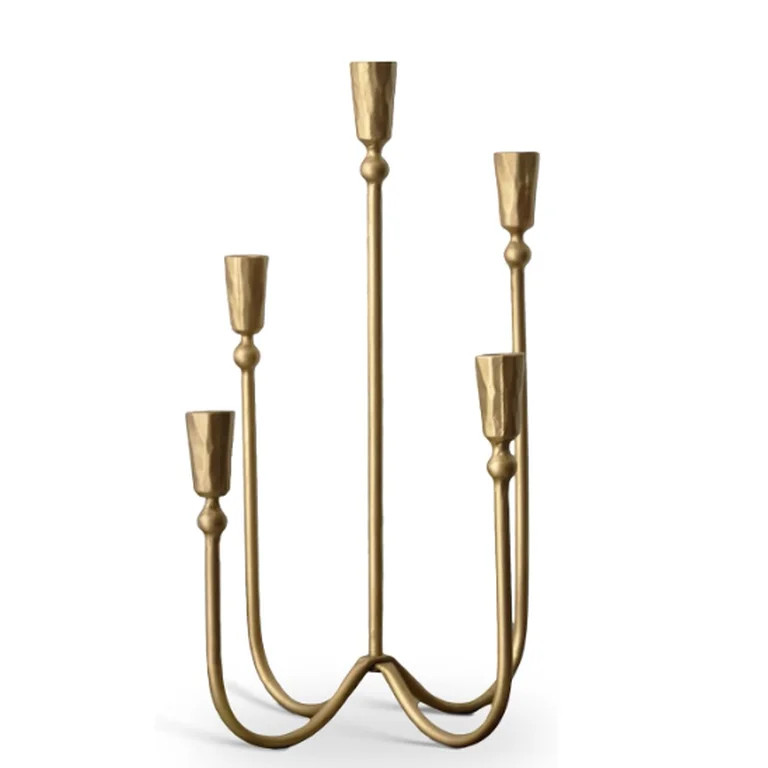 Large Iron Candelabra Centerpieces for Tables, 17.7'' Tall Taper Candle Holders, Vintage Brass Go... | Walmart (US)