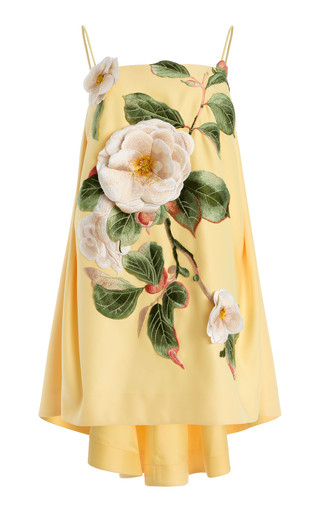 Felicia Appliquéd Camelia-Printed Mini Dress | Moda Operandi (Global)