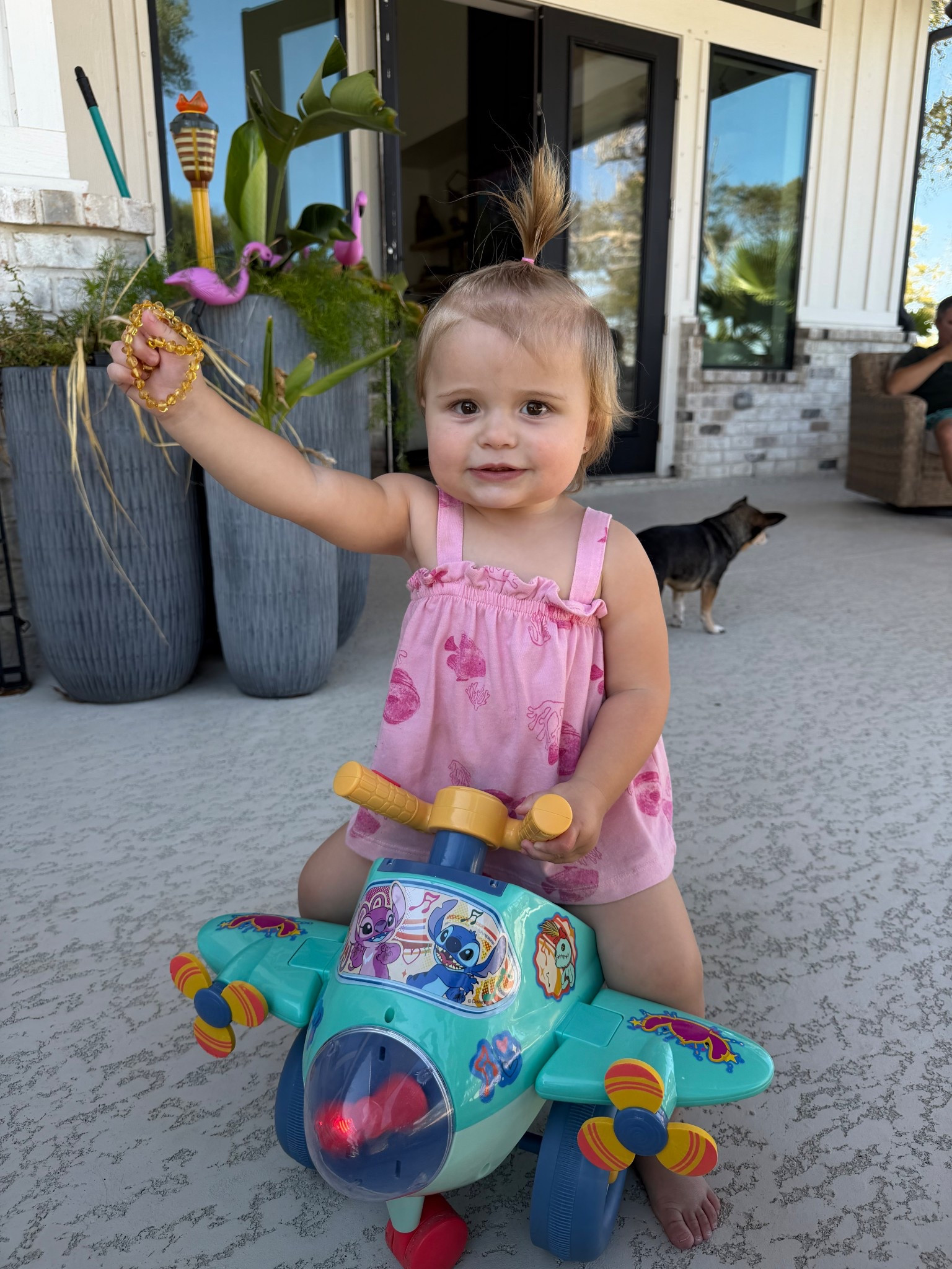 Loves riding her airplane and it’s really helped her balance and walking! She also carries this teething necklace everywhere.

#LTKKids #LTKBaby