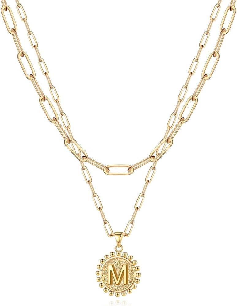 Yoosteel Gold Initial Necklaces for Women Girls, 14K Gold Plated Dainty Layering Paperclip Link C... | Amazon (US)