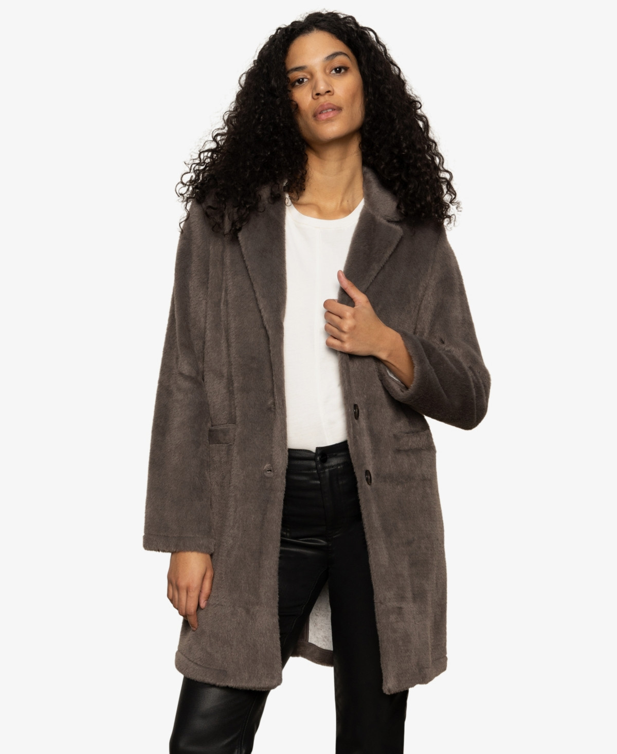 Sanctuary Women's Hometown Faux Fur Coat - Burnt Ink | Macy's