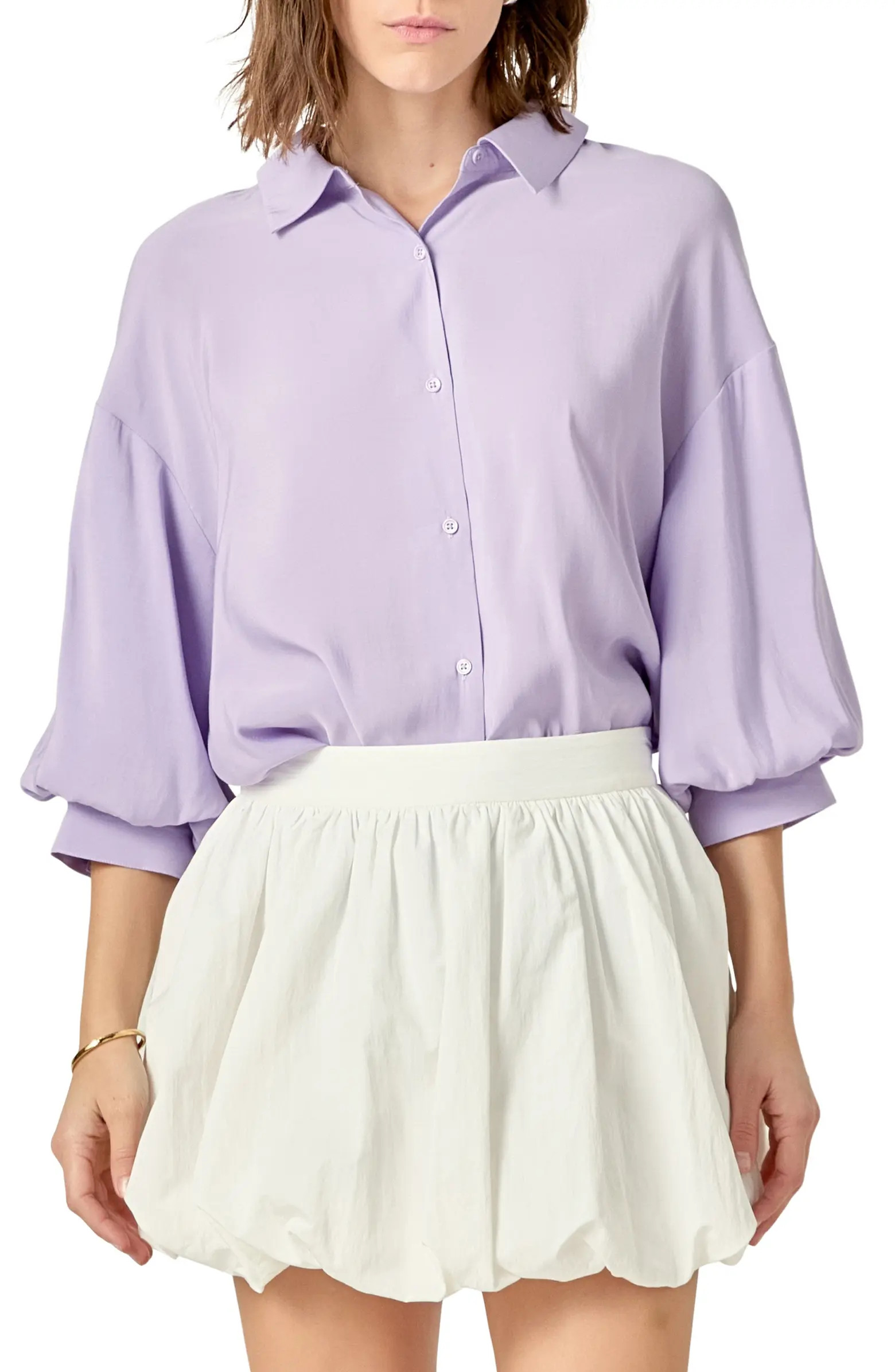 Balloon Sleeve Button-Up Shirt | Nordstrom