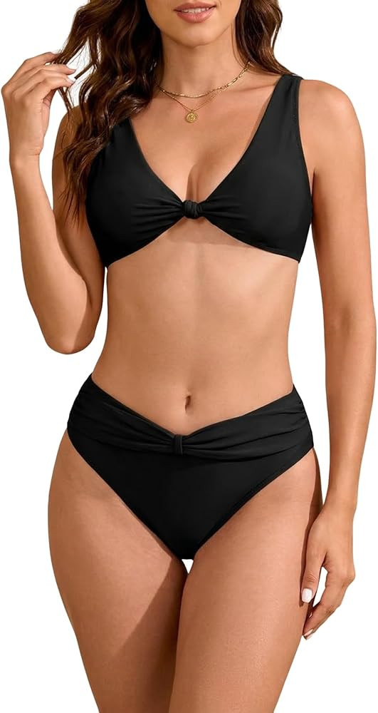 WODECASA Women's Colorblock Bikini Set Square Neck High Cut Cheeky Sexy Two Piece Swimsuit Bathin... | Amazon (US)