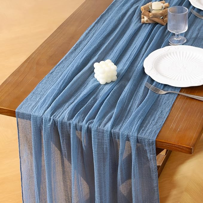 Socomi Dusty Blue Valentine's Day Gauze Cheesecloth Table Runner 120 Inch Rustic Boho Cheese Clot... | Amazon (US)