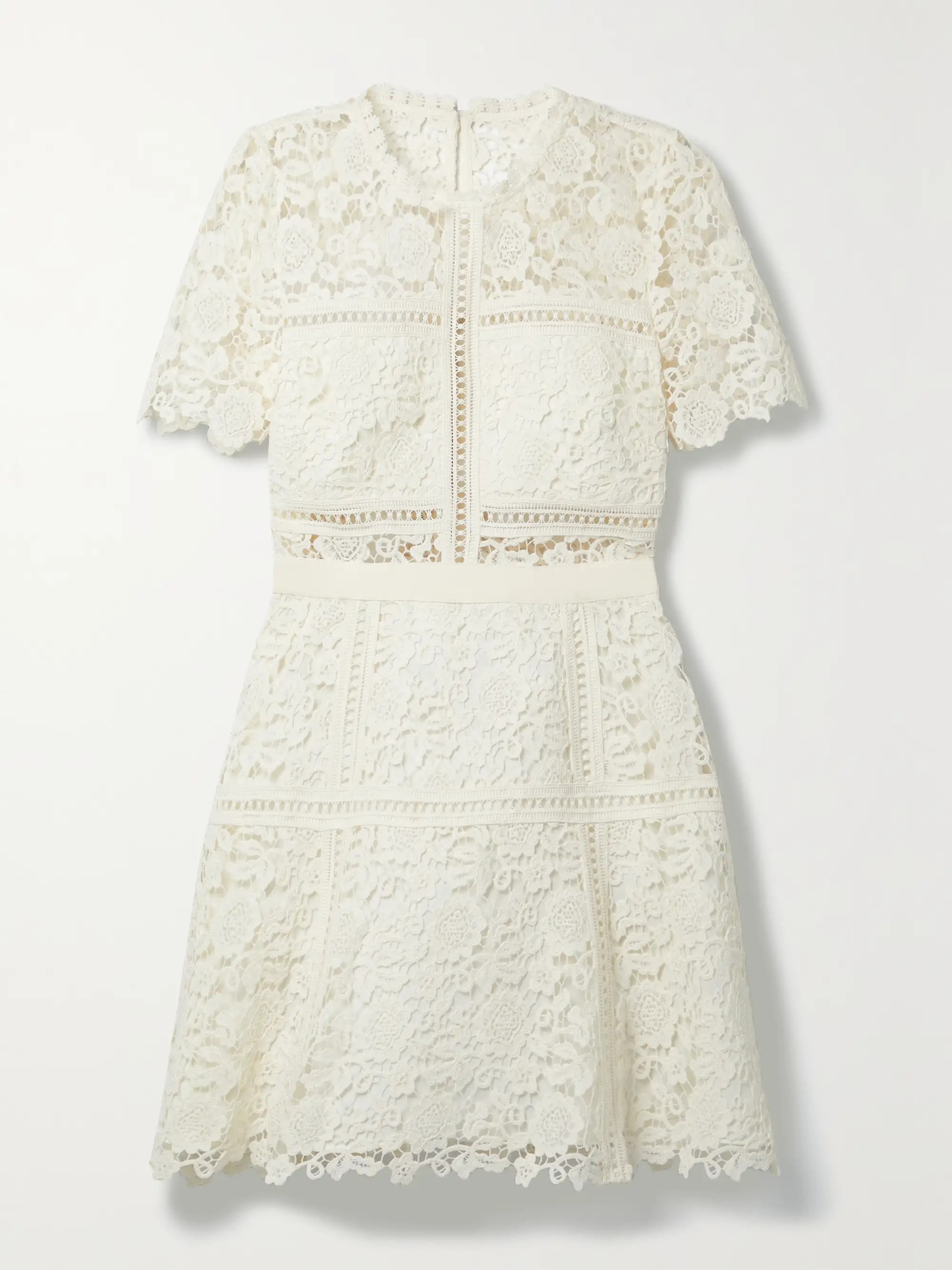 Grosgrain-trimmed corded lace mini dress | NET-A-PORTER (US)