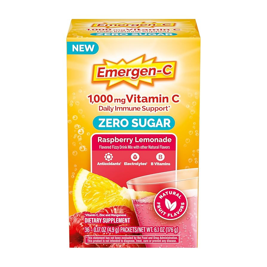 Emergen-C Zero Sugar 1000 mg Vitamin C Powder for Daily Immune Support Caffeine Free Vitamin C Su... | Amazon (US)