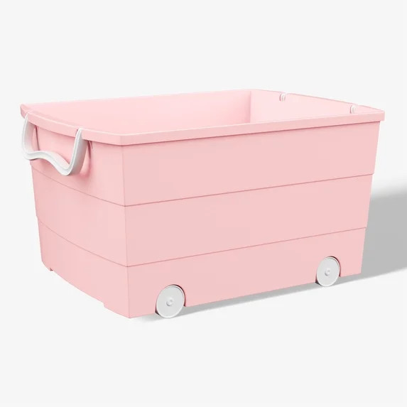Mainstays Kids Large Gray Plastic Stackable Rolling Toy Storage Basket with Handles | Walmart (US)