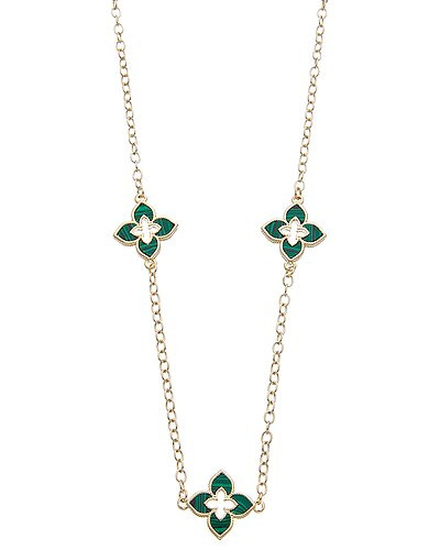 18K Plated Green Malachite Necklace | Rue La La