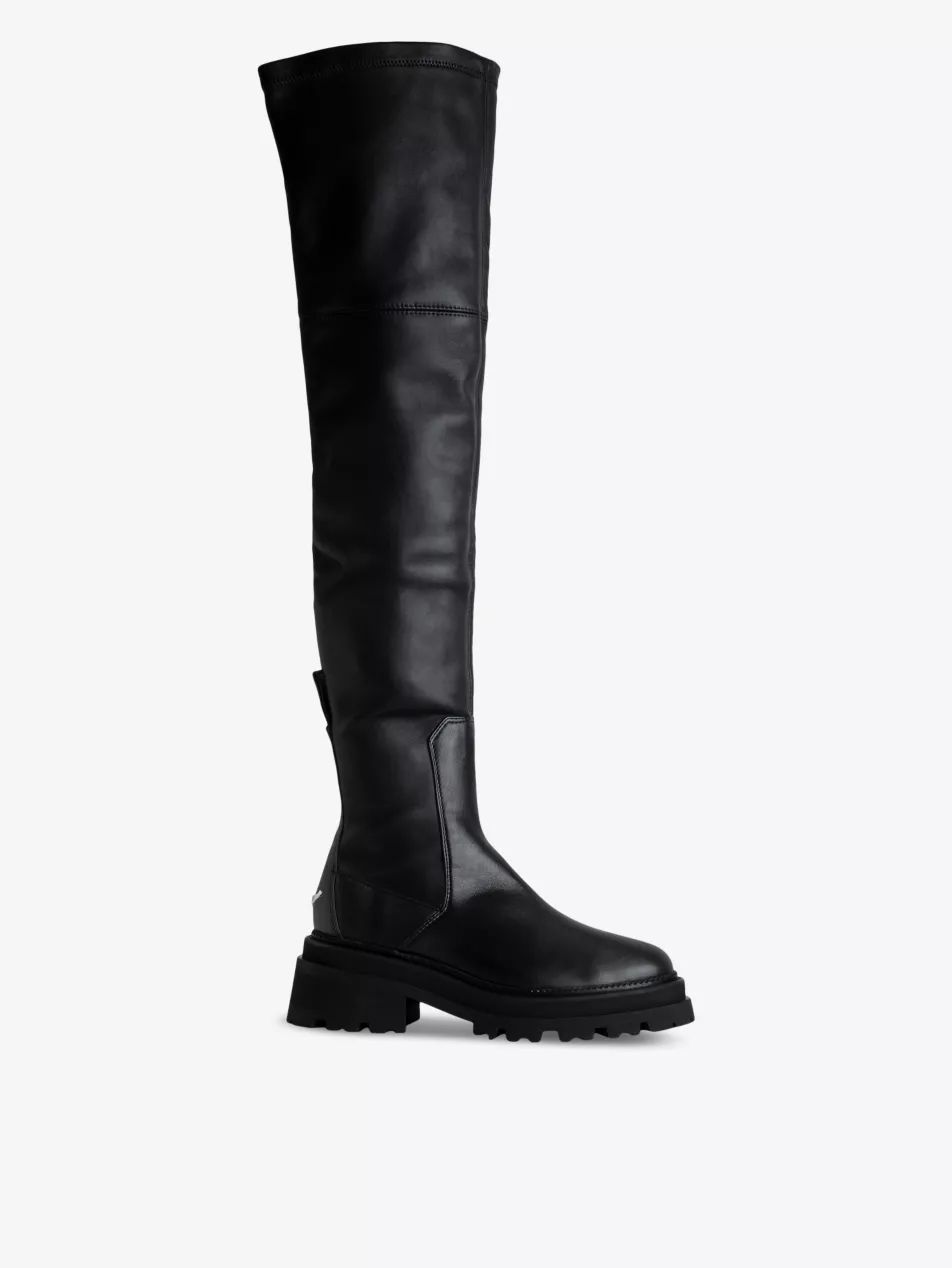Ride brand-badge over-the-knee leather Chelsea boots | Selfridges